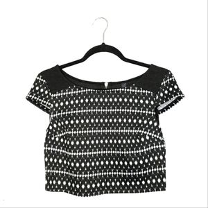 NWT Cropped Aztec Jacquard Lexi Black & White Top